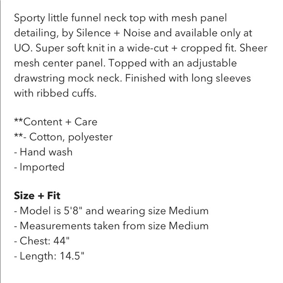 Silence + Noise Take Down Funnel Neck Mesh Crop - Picture 5 of 6